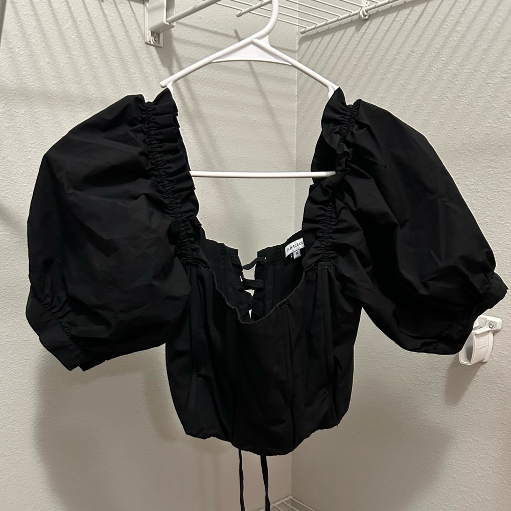 Puff sleeve corset crop top